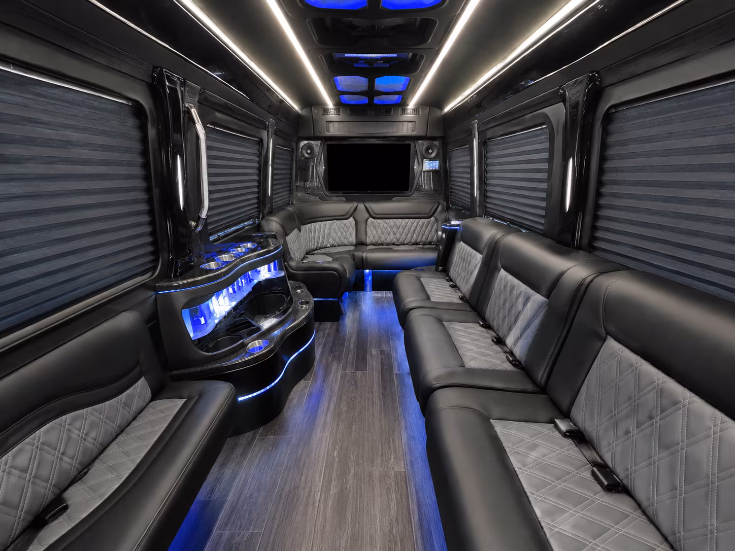 franklin 50 passenger party bus inside