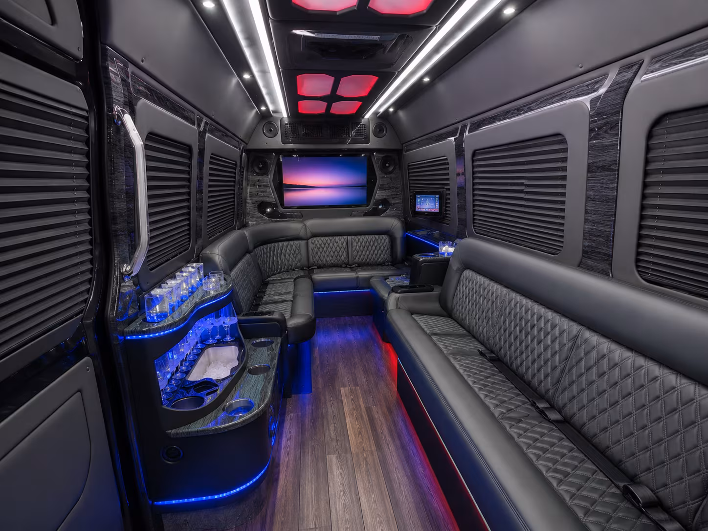 franklin 50 passenger party bus interior